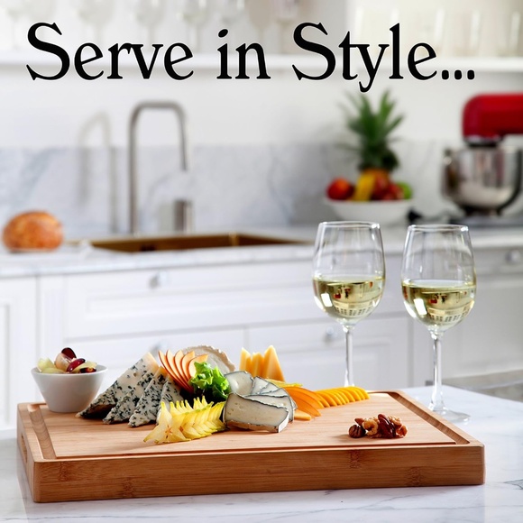 NEW Soulfino EXTRA LARGE Organic Bamboo Cutting Board & Thick Butcher Block - Picture 5 of 6